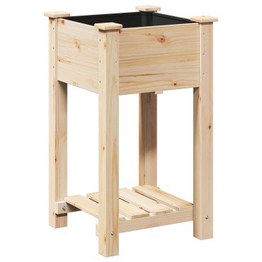 vidaXL Γλάστρα Κήπου με Ράφι 45x45x76 εκ. Μασίφ Ξύλο Πεύκου