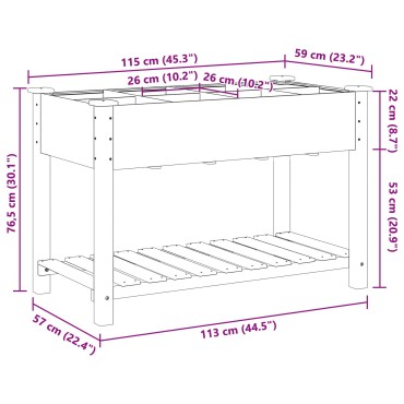vidaXL Γλάστρα Κήπου με Πλέγματα 115x59x76 εκ Μασίφ Ξύλο Πεύκου