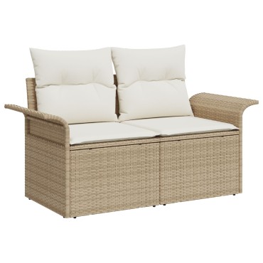 vidaXL Καναπές Κήπου Μπεζ 141x62x69cm συνθετικό ρατάν