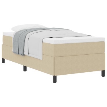 vidaXL Κρεβάτι Φωτεινό Πράσινο Γκρι 90x190 εκ. Καπιτονέ Ύφασμα
