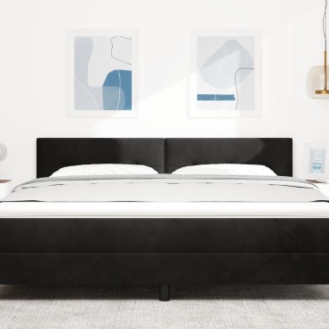 vidaXL Κεφαλάρι με Κουμπιά Μαύρο Βελούδο 90x40x7cm 1 τεμ.