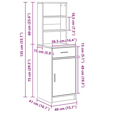 vidaXL Ψηλό Ντουλάπι σε Καπνιστή Δρυ, 40x41x135cm, Φτιαγμένο από Επεξεργασμένο Ξύλο 1 τεμ.