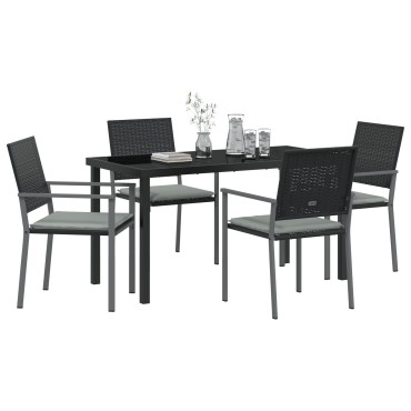 vidaXL Σετ 3 Μαύρο PE Ρατάν 54x62.5x89cm Ανθεκτική Καρέκλα Κήπου 1 τεμ.