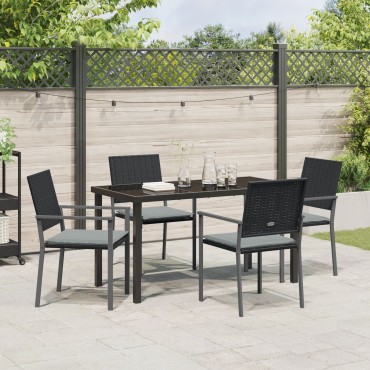 vidaXL Σετ 3 Μαύρο PE Ρατάν 54x62.5x89cm Ανθεκτική Καρέκλα Κήπου 1 τεμ.