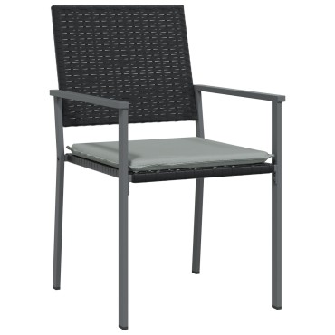 vidaXL Σετ 3 Μαύρο PE Ρατάν 54x62.5x89cm Ανθεκτική Καρέκλα Κήπου 1 τεμ.