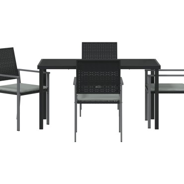 vidaXL Σετ 3 Μαύρο PE Ρατάν 54x62.5x89cm Ανθεκτική Καρέκλα Κήπου 1 τεμ.