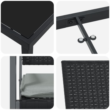 vidaXL Σετ 3 Μαύρο PE Ρατάν 54x62.5x89cm Ανθεκτική Καρέκλα Κήπου 1 τεμ.