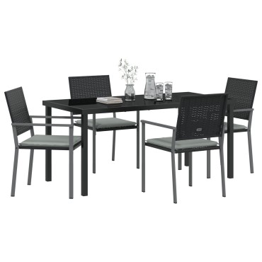 vidaXL Σετ 3 Μαύρο PE rattan 54x62.5x89cm Ανθεκτικό Καρέκλα Κήπου 1 τεμ.