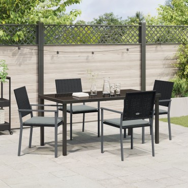 vidaXL Σετ 3 Μαύρο PE rattan 54x62.5x89cm Ανθεκτικό Καρέκλα Κήπου 1 τεμ.