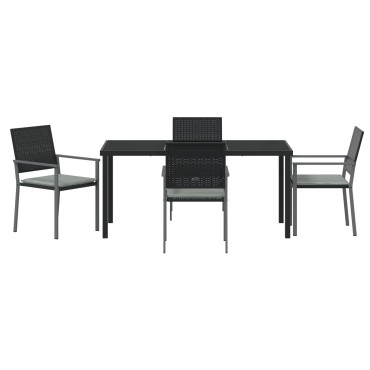 vidaXL Σετ 3 Μαύρο PE rattan 54x62.5x89cm Ανθεκτικό Καρέκλα Κήπου 1 τεμ.