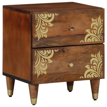 vidaXL Κομοδίνο  Καφέ Συμπαγές ξύλο Sheesham 40x33x46cm Κομοδίνο 1 τεμ.