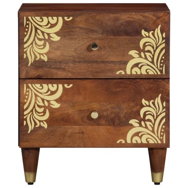 vidaXL Κομοδίνο  Καφέ Συμπαγές ξύλο Sheesham 40x33x46cm Κομοδίνο 1 τεμ.