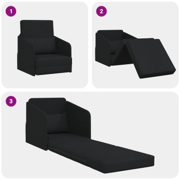 vidaXL Καναπές Κρεβάτι 2-σε-1 Μαύρος 65x80x83cm Ύφασμα 1 τεμ. Γωνιακός