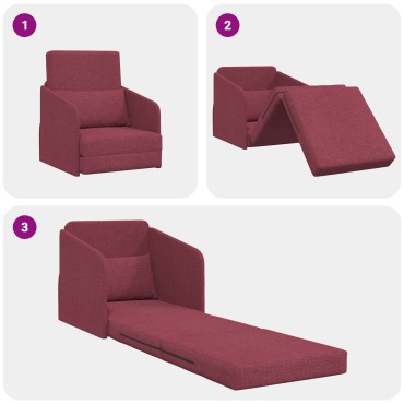 vidaXL Καναπές Κρεβάτι 2 σε 1 Μπορντό 65x80x83cm Υφασμάτινος 1 τεμ. Γωνιακός