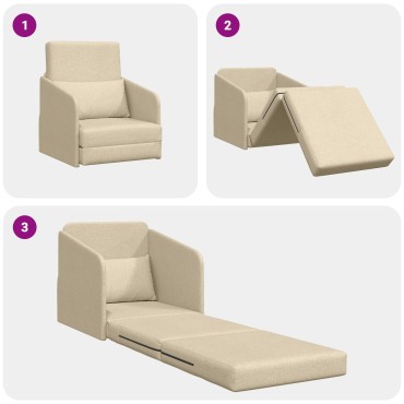 vidaXL Καναπές-κρεβάτι 2 σε 1 Κρεμ 65x80x83cm Ύφασμα