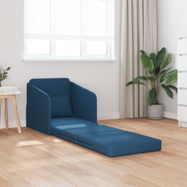 vidaXL Καναπές-κρεβάτι δαπέδου 2 σε 1 Μπλε 65x80x83cm Υφασμάτινος