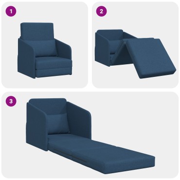 vidaXL Καναπές-κρεβάτι δαπέδου 2 σε 1 Μπλε 65x80x83cm Υφασμάτινος