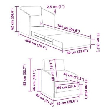 vidaXL Κρεβάτι καναπές Σκίουρος Γκρί 65x80x83cm ύφασμα