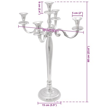 vidaXL Κηροπήγιο Ασημί 39x39x60 εκ. Αλουμίνιο