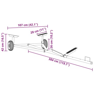 vidaXL Τραίλερ Βάρκας 212-302 εκ Ρυθμιζόμενο Μήκος 160 κιλά Ατσάλι