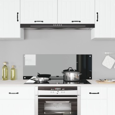 vidaXL Πλαίσιο Κουζίνας Μαύρο 110x40x0,6 εκ Γυαλί Υψηλής Αντοχής
