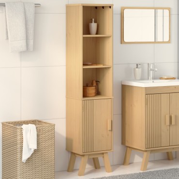 vidaXL Ντουλάπι Μπάνιου Καφέ 35x30x159cm Μασίφ ξύλο πεύκου