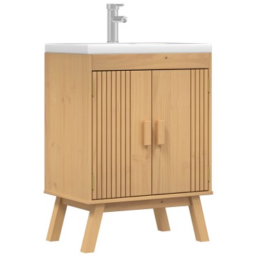vidaXL Ντουλάπι βάσης 114x43x73,5cm Μασίφ ξύλο πεύκου