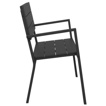 Πάγκος Κήπου VidaXL από Ατσάλι και WPC Μαύρος 55x118x78 cm