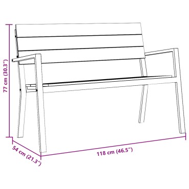 Πάγκος Κήπου VidaXL από Ατσάλι και WPC Μαύρος 55x118x78 cm