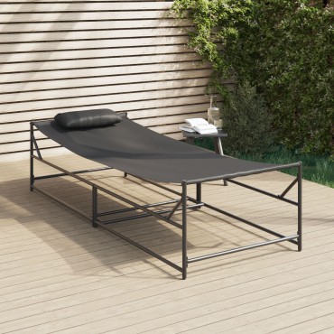 vidaXL Ξαπλώστρα Κήπου - Ανθρακί - 200x74x73cm - Χάλυβας & Τεξτιλίνη - Μονό