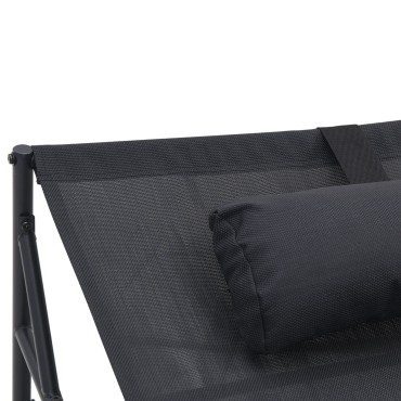 vidaXL Ξαπλώστρα Κήπου - Ανθρακί - 200x74x73cm - Χάλυβας & Τεξτιλίνη - Μονό