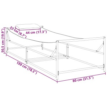 vidaXL Ξαπλώστρα Κήπου - Ανθρακί - 200x74x73cm - Χάλυβας & Τεξτιλίνη - Μονό