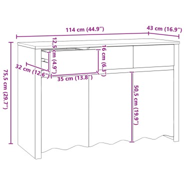 vidaXL Πλαϊνό γραφείο ""DRAMMEN"" 114x43x75,5cm Μασίφ Ξύλο Πεύκου 1 τεμ.