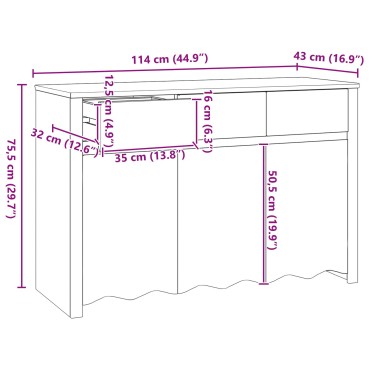 vidaXL Σύνθετο "DRAMMEN" Λευκό 114x43x75,5cm Ξύλο Πεύκου 1 τεμ.
