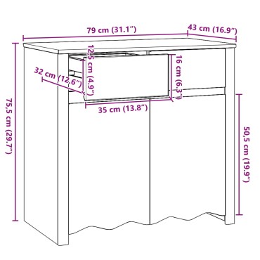 vidaXL Πλάτη "DRAMMEN" Λευκό 79x43x75,5cm Στερεό Ξύλο Πεύκου 1 τεμ.