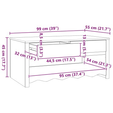 vidaXL Τραπέζι σαλονιού ""DRAMMEN"" 99x55x45cm Μασίφ ξύλο πεύκου 1 τεμ.
