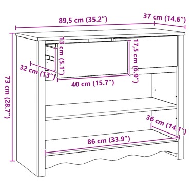 vidaXL Τραπέζι Κονσόλας ""DRAMMEN"" 89,5x37x73cm από Μασίφ Ξύλο Πεύκου