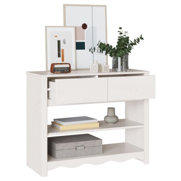 vidaXL Τραπέζι κονσόλας ""DRAMMEN"" Λευκό 89,5x37x73cm Στερεό Ξύλο Πεύκου