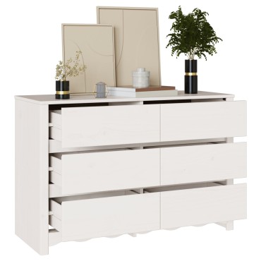 vidaXL Συρταριέρα ""DRAMMEN"" Λευκή 111x43x73,5cm Στερεό Ξύλο Πεύκου 1 τεμ.