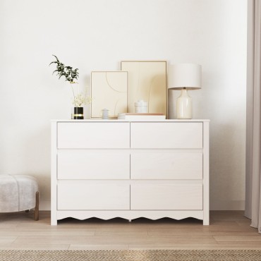vidaXL Συρταριέρα ""DRAMMEN"" Λευκή 111x43x73,5cm Στερεό Ξύλο Πεύκου 1 τεμ.