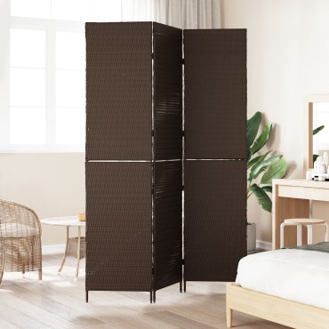 vidaXL Χωρίσματα Δωματίου 3 Πάνελ Φορητά Καφέ 146x180cm Πολυρατάν