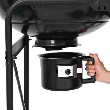 vidaXL Ξυλοψησταριά Τροχήλατη με Καπάκι Μαύρη 96x72x113 εκ. Με Μεταλλική Κατασκευή