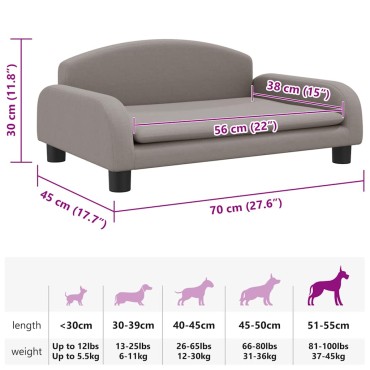 vidaXL Κρεβάτι Σκύλου Taupe 90 x 53 x 30 εκ. Υφασμάτινο