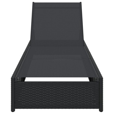 vidaXL Ξαπλώστρα Μαύρη 60x200x27cm Ρατάν 1 τεμ.