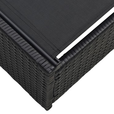 vidaXL Ξαπλώστρα Μαύρη 60x200x27cm Ρατάν 1 τεμ.