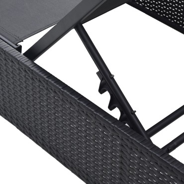 vidaXL Ξαπλώστρα Μαύρη 60x200x27cm Ρατάν 1 τεμ.
