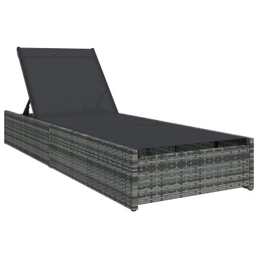 vidaXL Ξαπλώστρα Γκρι 60x200x27cm Συνθετικό ρατάν 1 τεμ.