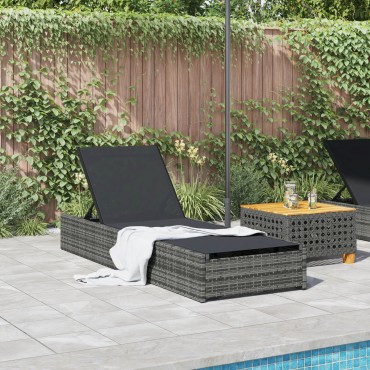 vidaXL Ξαπλώστρα Γκρι 60x200x27cm Συνθετικό ρατάν 1 τεμ.