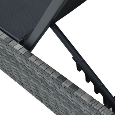 vidaXL Ξαπλώστρα Γκρι 60x200x27cm Συνθετικό ρατάν 1 τεμ.
