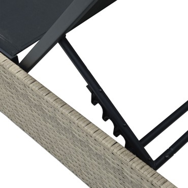 vidaXL Ξαπλώστρα Μπεζ 60x200x27cm Πολυ Ρατάν 1 τεμ.